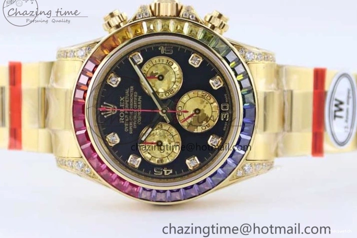 Diamonds YG Edition 1:1 Best Steel YG TWF on YG Dial Daytona A7750 116595RBOW 904L Bracelet Black 0306